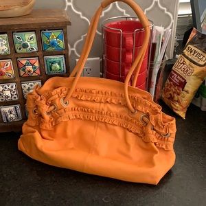 Nuovedive Orange Italian Leather Handbag